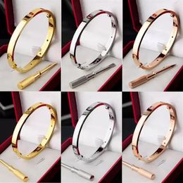 With Gift Box Top s Screw Bangles 316L Titanium Steel Wrist Band CZ Stone Bangle Screwdriver Bracelet283V