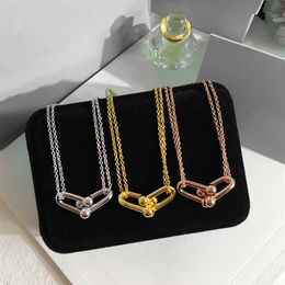 2019 Luxury Fashion New Brand Titanium Steel Necklace T Letter Clavicle Double Chain Pendant Necklace For Women Charm Jewellery Whol329u