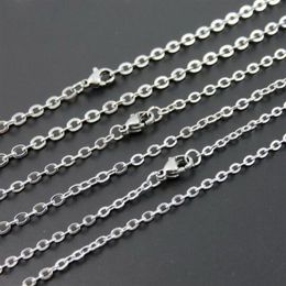 100pcs Lot Fashion Women's Jewelry Whole in Bulk Silver Stainless Steel Welding Strong 1 5MM 2 4MM Oval Rolo Link Necklac268l