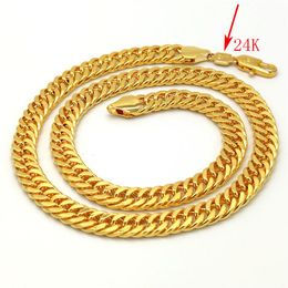 THAI BAHT Solid GOLD GF NECKLACE Heavy 88 Grammes Jewellery 4mm THICK TALL XP Cuban Curb Chain 24 K Stamp link211d