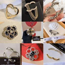 Broochs Brand Jewellery Sier Designer Gold Plated Letter Stainless Steel Crystal Pearl Brooche Clothing Suit Pin Wedding Christmas Gift Jewellery