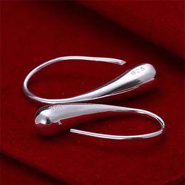 Nuovi orecchini da donna in argento sterling placcato goccia taglia 2 7CM 0 6CM DMSE004 moda argento 925 piatto orecchino gioielli orecchio 277V