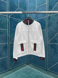 Designer COTTON JERSEY ZIP JACKET WITH WEB Jacket Red Green Stripe Thick bread Style For Men Women White Windbreaker cashmere Zippers Cardigan Outwears STHP