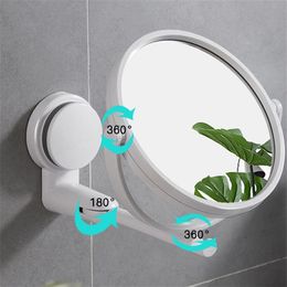 Make up Mirror Double Sided Rotating Wall Small Bathroom Punching Accessories Sets 210423235c