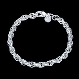 Round popcorn lady's 925 silver bracelet JSPB513; New arrival girl women sterling silver plated Chain link bracelets280B