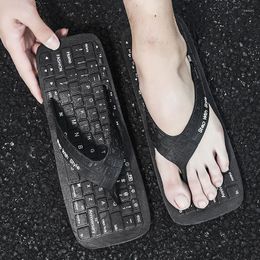 Slippers Men's Summer Trendy Fashion Outer Wear Keyboard Letters Beach Non-slip Personality Breathable