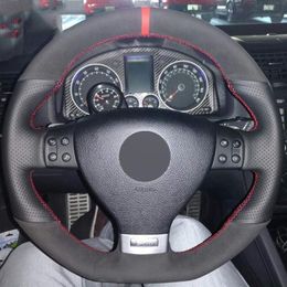 DIY Car Steering Wheel Cover for Volkswagen Golf 5 Mk5 GTI VW Golf 5 R32 Passat R GT 2005280v