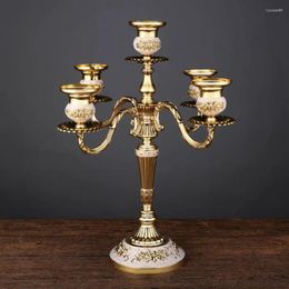 Candle Holders American Nordic Style Holder Living Room Dinner Scented Candlestick Luxury Metal Pedestal Centro De Mesa Home Decorations