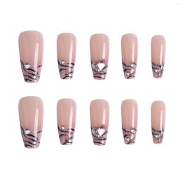 False Nails Long Ballerina -Stripe Press-on Nail Manicure Art Full Coverage Fake For Shopping Dating Travel