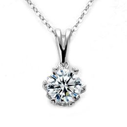 Chains D Colour VVS1 Moissanite Necklace 925 Sterling Silver 1 0Ct Round Brilliant Diamonds Solitaire Pendant For Women Jewelry265i