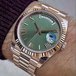 The most watched men's watch rose gold bracelet green dial date series 41MM sapphire glass automatic movement mechanical 326t