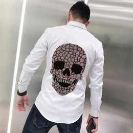 Spring Lapel Design Shirts Brand Drill Skull Style Business Formal Long Sleeve288a