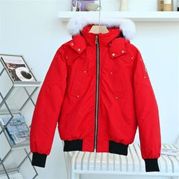 Autumn Winter 2023 Men's White Duck Down Parkas Jackets Zipper Fur Hooded Striped Man's Slim Short Coats ME009 garment