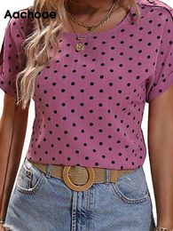 Women's Blouses Aachoae Women Fashion Polka Dot Printed Shirts Casual O Neck Short Sleeve Tops Ladies Summer Chic Blouse Top