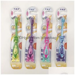 Disposable Toothbrushes Customised Oem Childrens Toothbrush Soft Hair Panda Car Cartoon Cute Child Baby Drop Delivery Home Garden Hote Dhxpj