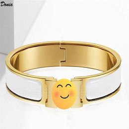 Donia Jewellery luxury bangle European and American fashion classic exaggerated 12mm metal letter titanium steel bracelet designer w2374