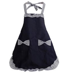Cute Retro Lovely Vintage Ladies Kitchen Fashion Flirty Women's Aprons with Pockets Black Patterns for Mother's Day Gift223O