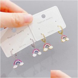 Eyebrow Jewellery 2021 Arrival Unique Sweet Rainbow Stud For Women 14K Gold Plated Zircon Earrings Drop Delivery Body Dhgarden Dh1Uu