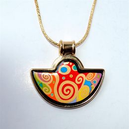 Tree of Life Series 18K gold-plated enamel necklaces woman Fan Pendant colar women necklace for gift fashion jewelry277c