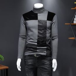 2023 Trend Herren-Baumwolloberteile Langarm-T-Shirts Nähen Mode Koreanische Version Junge Herren Gedruckt Warmer Boden SH294R