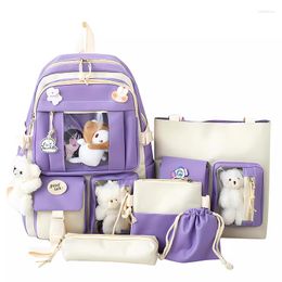 School Bags 5 Piece Set Kids Backpack Kawaii Girl Bag Laptop Teen Mochilas Travel Handbag