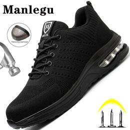 Dress Shoes Safety Shoes Men Women Work Safety Boots Steel Toe Shoes Puncture-Proof Air Cushion Work Sneakers Lightweight Men Work Shoes 230915