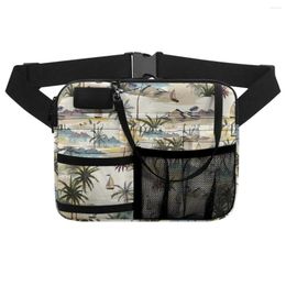 Waist Bags Fashion Hawaii Tropical Tree Sailing Pattern Staff Work Pocket Operating Room Satchel Tool Storage Bag Large Capacity Pack