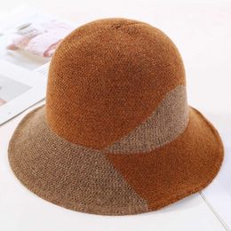 Stingy Brim Hats Autumn Winter New Warm Knit Hat Lady Matching Color Fashion Versatile Temperament Wool Fisherman 230916