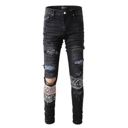 20SS Mens Designer Jeans Distressed Ripped Biker Slim Fit Motorcycle Denim For Men Fashion jean Mans Pants pour hommes #864302k