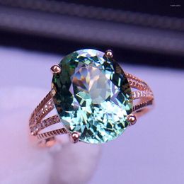 Cluster Rings E401 Tourmaline Ring Fine Jewellery Solid 18K Gold Nature Green Gemstones 5.1ct Diamonds For Women Present