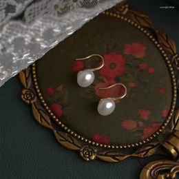 Stud Earrings HI MAN 925 Sterling Silver Simple White Natural Pearl Women High Quality Elegant Anniversary Jewellery Gift