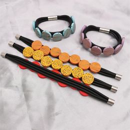 Link Bracelets Multi Color Wooden Round For Women Ethnic Rubber Rope Cuff Bangles Party Luxury Simple Jewelry Friendship