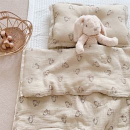 Blankets Swaddling Baby Cotton Muslin Comforter Blanket Bunny Print Summer Quilt for Babies Infant Sleeping Cover Korean Bedding 230915