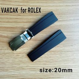 20mm strap fit for ROLEX SUB GMT YM new soft durable waterproof band watch accessories with silver original steel clasp Watch 284A