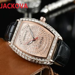 High Quality Mens Full Diamonds Watches black brown leather Waterproof Luminous Wristwatches montre de luxe gift2334