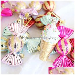 Christmas Decorations 1 Pack 3Pcs Colorf Candy Hanging Pendant Ornament Ice Cream For Xmas Tree Decoration Year Party Supplies Kid Dro Dhash