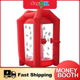 -Portable Red Inflatable Money Machine Red Money Cube Use for Show Party Event Promotion USA Warehouse 2.5mH