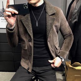 Men's Wool Blends Winter Warm Fleece Jacket Men's Fashion Solid Colour Casual Thick Coat High-quality Fashion Men's Clothing Slim Woollen Coat 230915