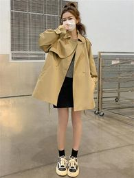 Women's Trench Coats Korean Version Loose Khaki Coat For Women Small Men Spring And Autumn 2023 Casual Versatile Medium