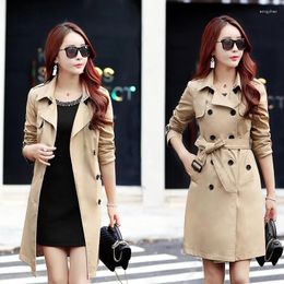 Women's Trench Coats Korean Slim For Womens 2023 Spring Autumn Fashion Double -breasted Coat With Belt Female Windbreakers Plus Size 4XL