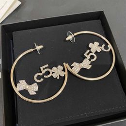 2022 Top quality Charm round shape drop earring with diamond in 18k gold plated for women wedding Jewellery gift have box stamp PS782432