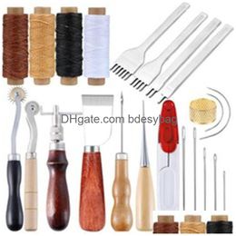 Craft Tools Professional Leather Kit Hand Sewing Stitching Punch Carving Work Set Accessories Diy Tool Drop Delivery Home Garden Arts Dhofe