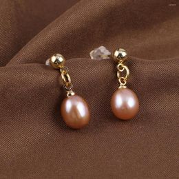 Stud Earrings Natural Freshwater Purple Pearl Jewelry Accessories For Women's Wedding Pendant Fashion Party Charm Gift