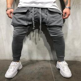 Big Pockets Casual Pants Men Streetwear Hip Hop Pants Fashion Jogging Pencil Pants Slim Fit Sweatpants237C