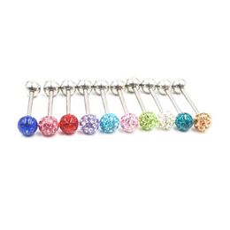 Tongue Rings Lot50Pcs Piercing Jewelry Body Jewelry-Crystal Gems Ring Bar Smoothly Nipple Shield Drop Delivery Dhgarden Dhi6B