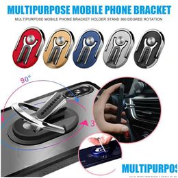 Car Holder Mtipurpose Mobile Phones 360 Degree Airs Vent Grip Mount Stand Rotation Magnetic Finger Ring Phone Holders Air Drop Deliv Dhawx