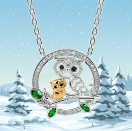 Creative Cute Owl Round Pendant Necklace For Women Fashion Jewellery Popular Animal Accessories Birthday Gift For Kids Friends