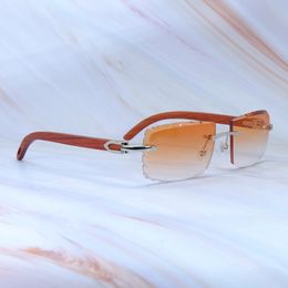 Wood Dimaond Cut Sunglasses Luxury Carter Designer Brand Sun Glasses For Men And Women Fashion Vintage Shades Eyewear Silver Rilmess Frame