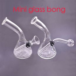 Wholesale Hookahs Classical Beaker glass dab rig Bong Mini Protable Catcher Water tobacco smoking bongs Pipe with Downstem