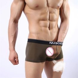 Underpants High Quality MIBOER Super Soft And Comfortable Ice Silk Sheer Transparent Mesh Men's Boxer Shorts Sexy Exotic Unde260a